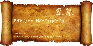 Böjte Mátyás névjegykártya